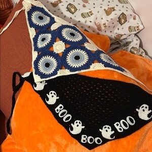 Halloween Crochet Blanket with Ghosts